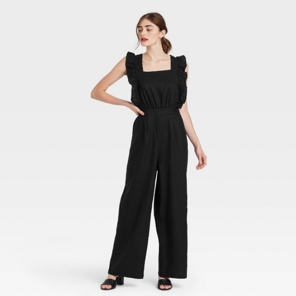 Who What Wear Pants - Who What Wear Jumpsuit Small Black Linen Blend